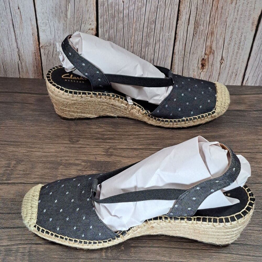 Clarks Petrina Kaelie Blue Espadrille Wedge Slingback Sandals Women's Size 8.5 M - Picture 5 of 8